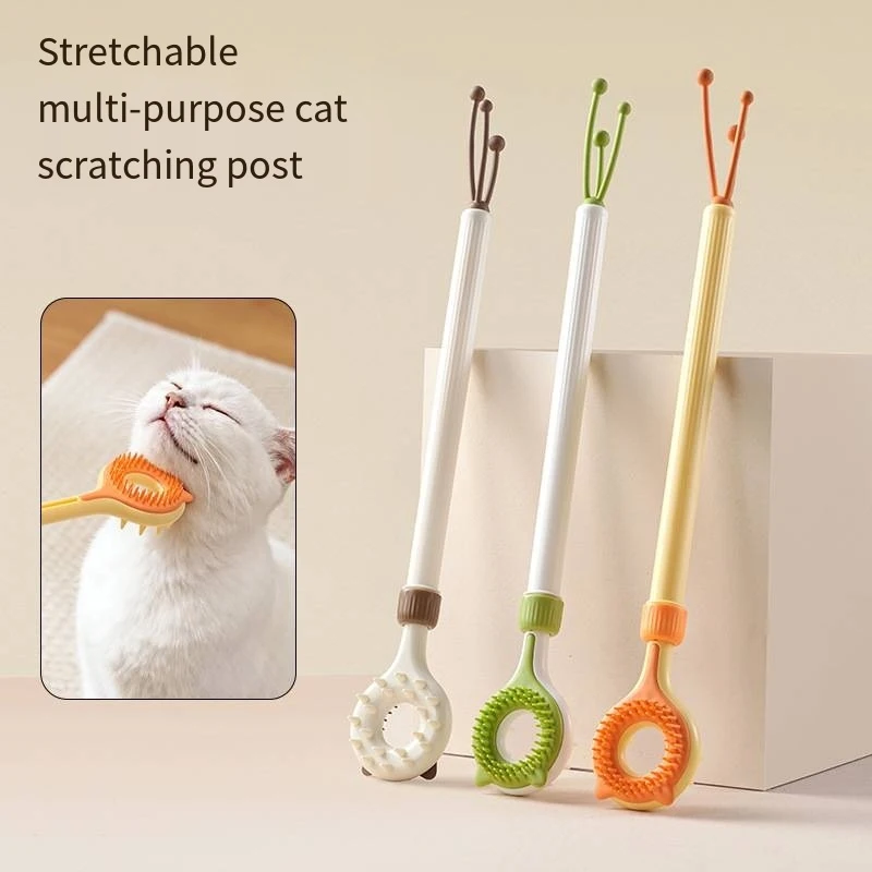 Rascador para Gatos, Cepillo de Masaje, Herramienta de Aseo Telescópica, Juguete Interactivo para Gatos y Gatitos, Uso en Interiores