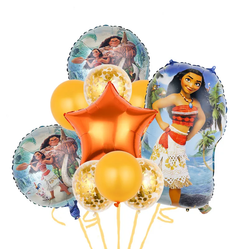 Disney Cartoon Animation Double Sided Moana Sea Wonderland 18-inch Children\'s Birthday Holiday Party Decoration Balloon Set