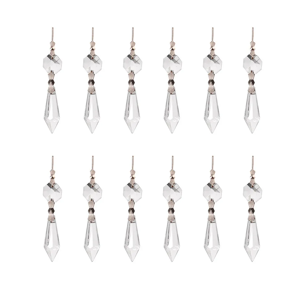 20Pcs Premium Octagon Pendants Clear Reflective Chandelier Garland Curtain Drops Sun Catcher Hanging Ornaments