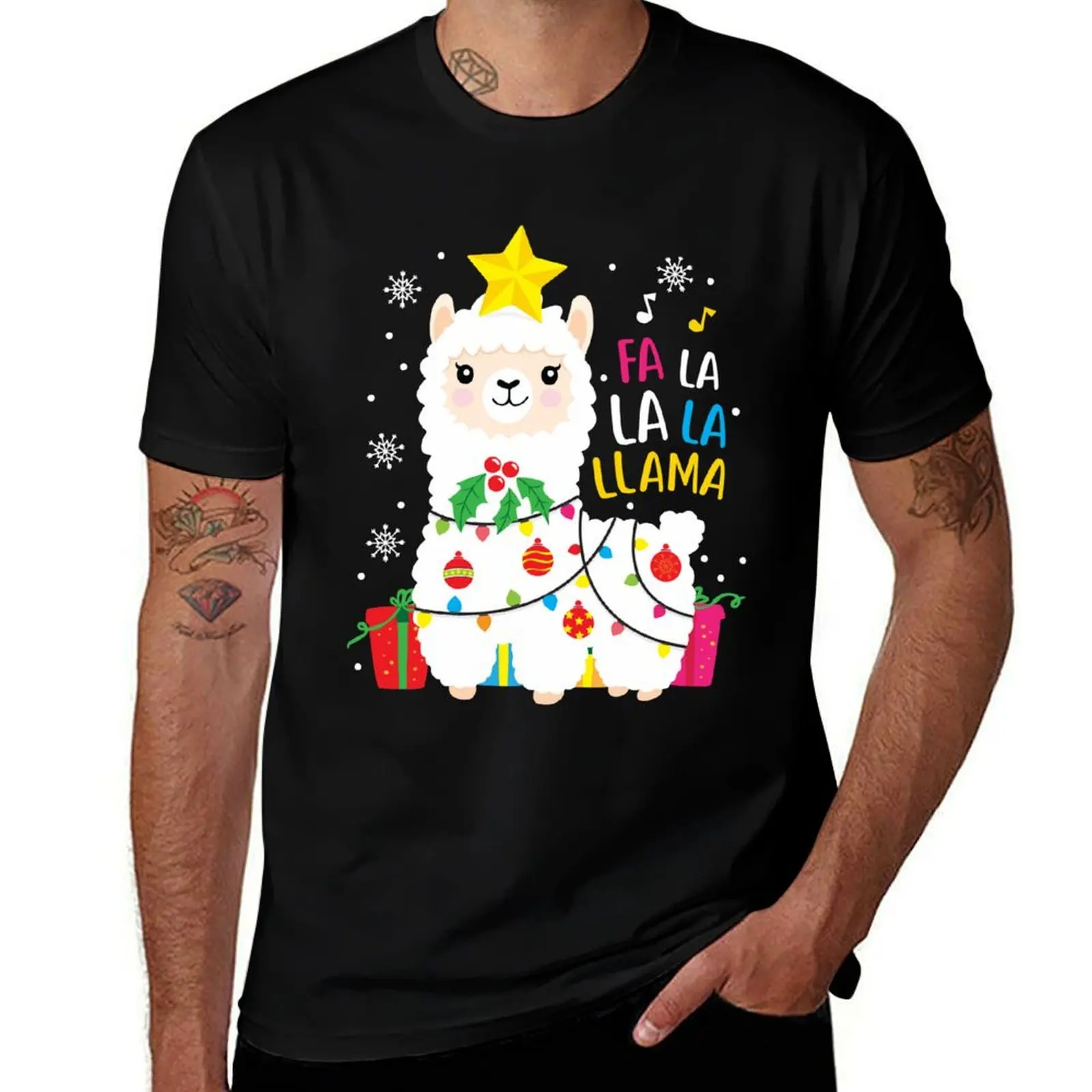 Funny Llama Fa La La Christmas Ornament Decors T-Shirt oversize t-shirts man tshirts personalised anime shirt t shirt men