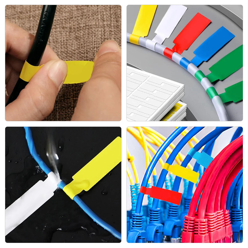 

Colored Electric Wire Cable Labels PVC Self-Adhesive Identification Cord Management Home Office Writable for Electronics