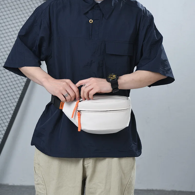 Black Sports Crossbody Bag for Men Running Traveling Student Multifunctional Chest Bag Trendy Couple Small Bag Leisure Style