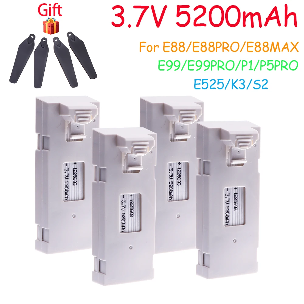 3.7V 5200Mah RC Drone Battery Accessory For E88 E88PRO Ls-E525 E525 PRO K3 S2 P1 Mini Uav Drone Battery Special 4000mAh Rc Parts