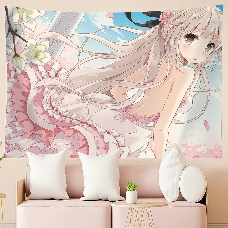 VIKAMA Silver Hair Girl Railing Tapestry Wall Hanging, 6 Designs, Wall Decor for Bedroom Living Room Dorm