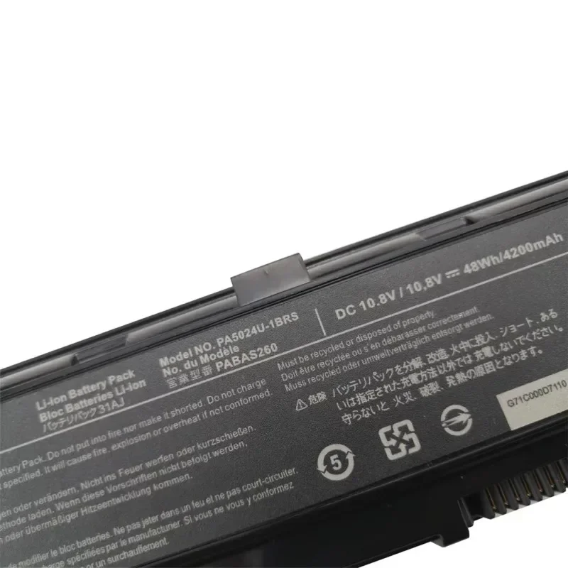 100% Original 4200mAh for Toshiba L800 L830 L840 L850 L855 M800 M805 C805 C850 PA5024U-1BRS PA5025U-1BRS Laptop Battery