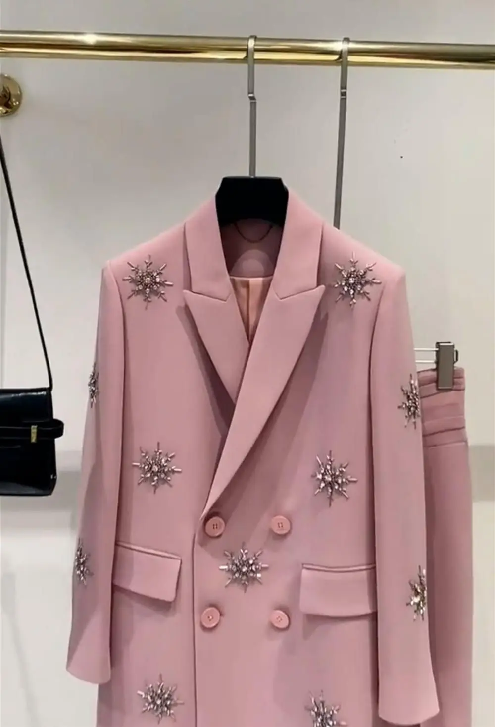 Imagem -03 - Blazer Frisado de Peito Duplo para Mulheres Roupas Rosa Jaqueta Conjuntos de Duas Peças Roupas Femininas Elegantes Y4403 Novo Outono 2023