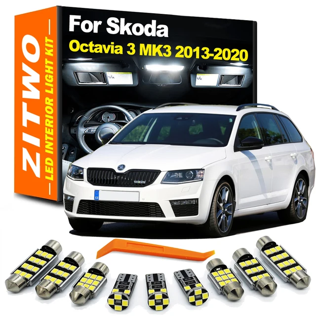 ZITWO Kompletny zestaw żarówek LED do odczytu mapy wnętrza kopuły do Skody Octavia 3 MK3 III A7 Sedan Combi 2013-2018 2019 2020