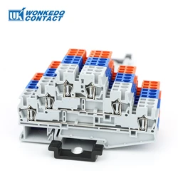 ST2.5-3L Three Level Spring Cage Din Rail Connector 6 Connections 2.5 mm² 28 - 14 AWG Electrical Terminal Block ST 2.5-3L