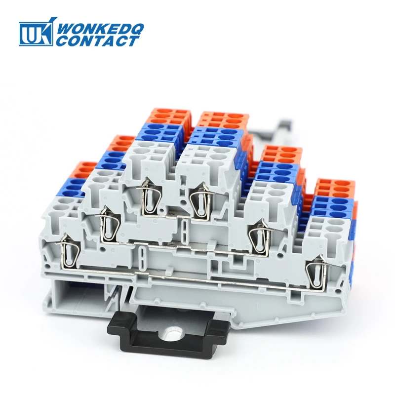 10 sztuk ST2.5-3L Trzypoziomowe złącze sprężynowe na szynę Din 6 połączeń 2,5 mm2 28 - 14 AWG Elektryczna listwa zaciskowa ST 2,5-3L
