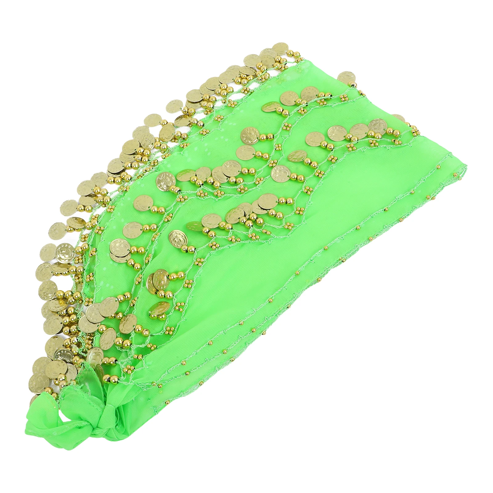 128 동전이있는 시폰 힙 스카프 화이트 미니 스커트 여성 코인 댄스 밸리 스커트 할로윈 파티 축제를위한 액세서리 / 댄스