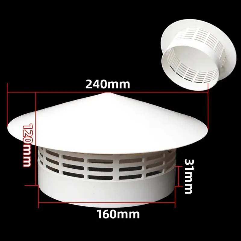 75/110/160/200mm PVC Roof Air Vent Grille Round Ducting Ventilation Exhaust Cover Weather Proof Vent Cap