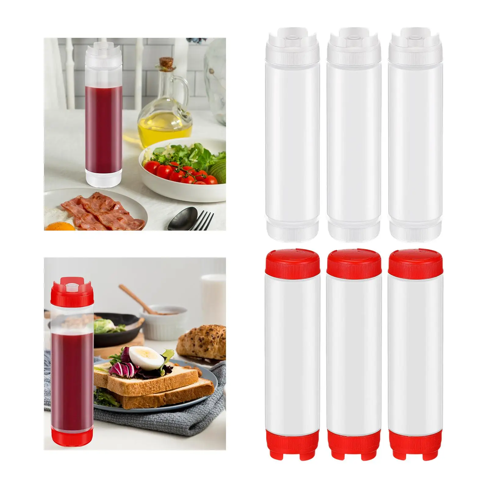 3 Pieces Condiment Squeeze Bottles Empty Syrup Dressing Bottles Condiment Dispenser for Seasoning Ketchup Salad Dressing