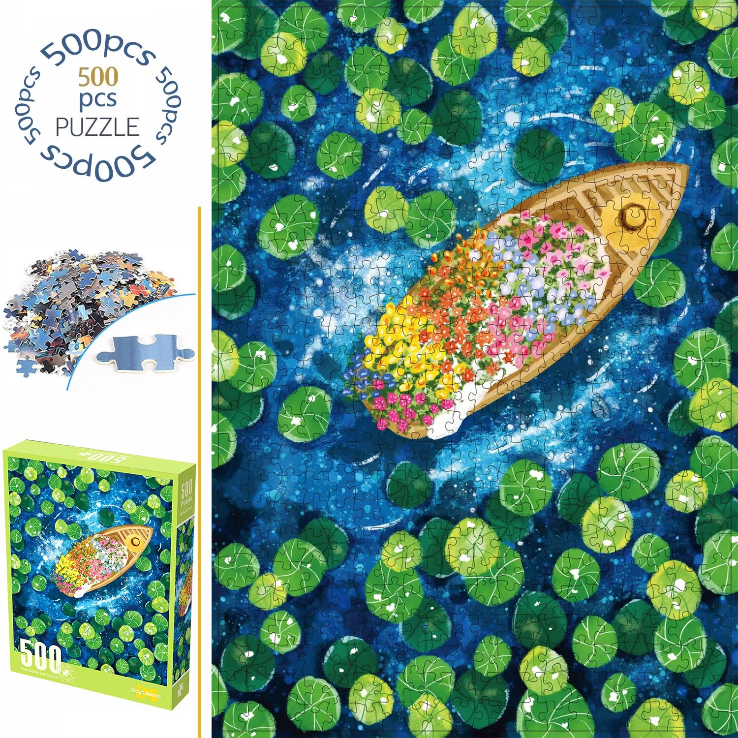 500 قطعة من ألغاز الصور المقطوعة على الأرض من مادة البحر الأزرق للبالغين ألعاب ديكور المنزل ألعاب تعليمية ممتعة للعائلة للأطفال #1