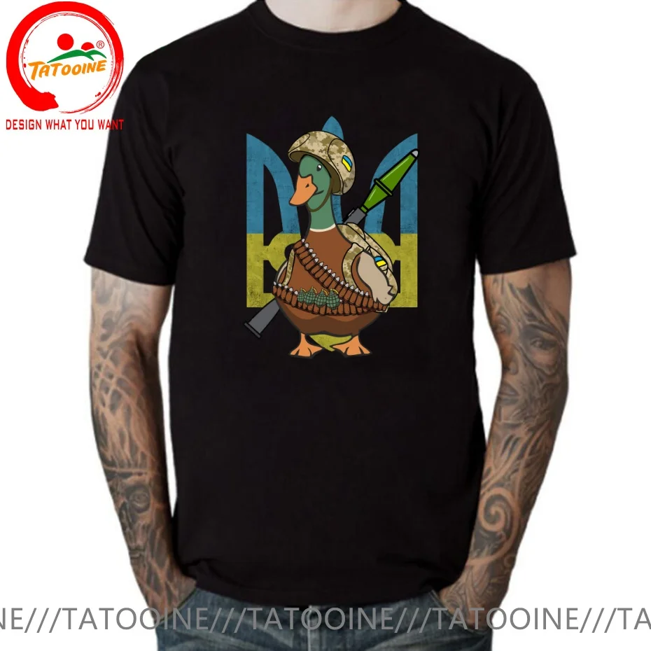 Funny Anime Ukraine Goose Soldier T Shirt Men Fashion Trendy Casual Clothing Stylish Tops Tee Shirt Leisure Tshirt Men's T-Shirt
