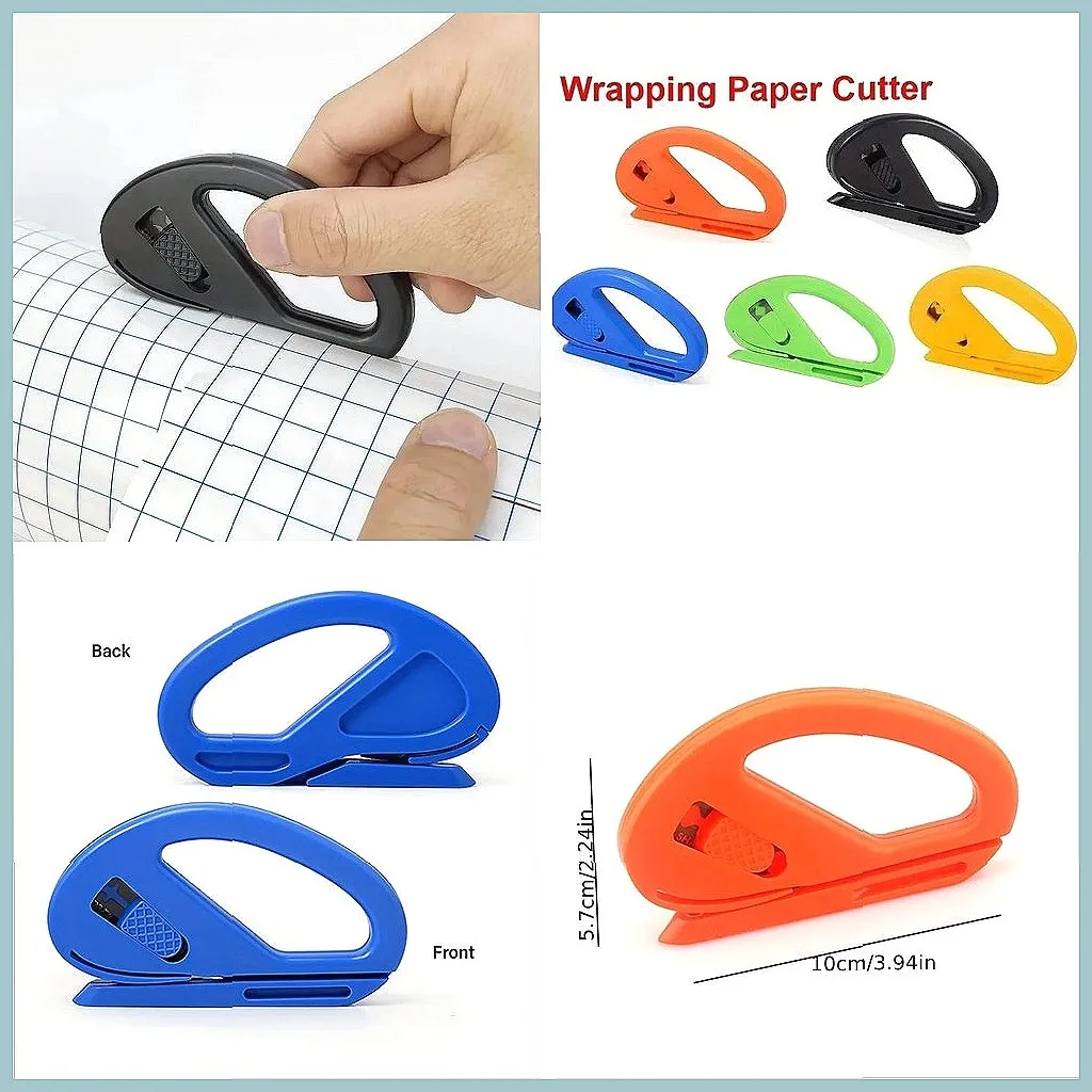 Easy-Glide Wrapping Paper Cutter with Safe Razor Blade for Perfect Gift & Craft Cuts