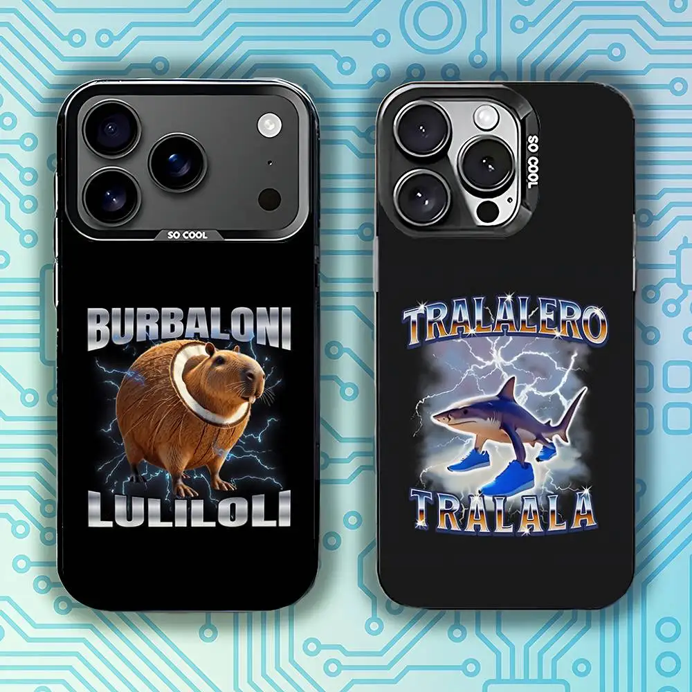 

B-Brainrot Animal Tralalero Phone Case For iPhone 17,16,15,14,13,12,11,Pro,Max,Plus,E,Air,Mini Black Tpu Cover