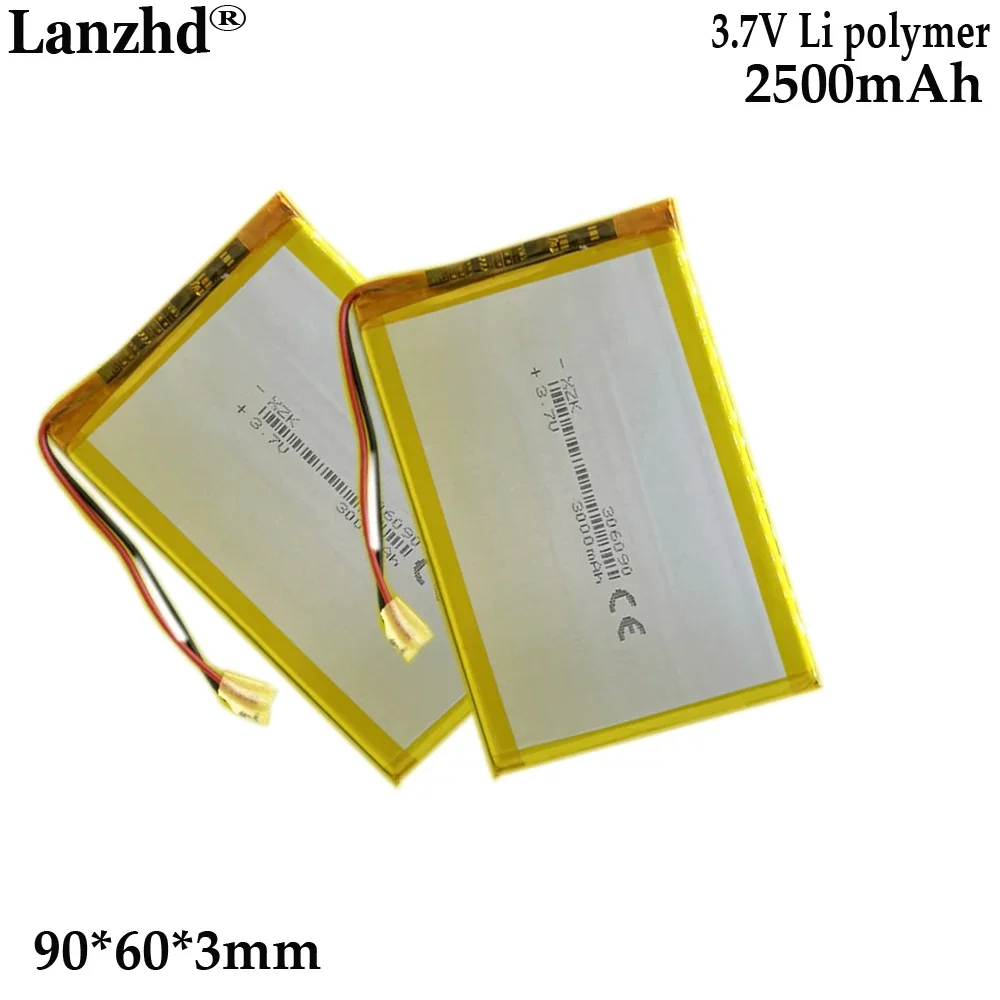 1-12 pces 3.7v li bateria de polímero de lítio para tablet computador banco de potência 3.7v célula de bateria 306090   2500mAh