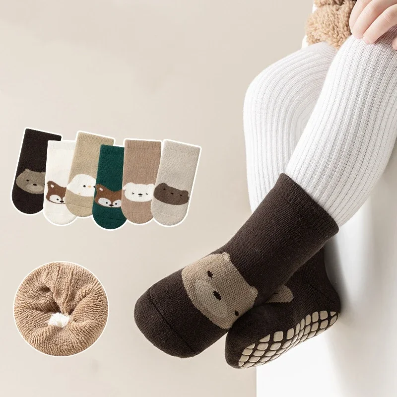 

Thicken Winter Sock Baby Boy Girl Anti-Slip Floor Socks Infant Kids Trampoline Shoes Children Thermal Sports Mid Calf Long Socks