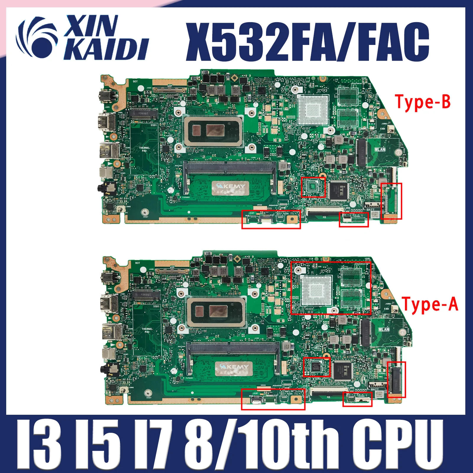 

Computer Mainboard For Asus X531FA X532FAC X532FLC X531F X532F S531F Laptop Motherboard With i3 i5 i7 8th 10th CPU 4G 8G RAM