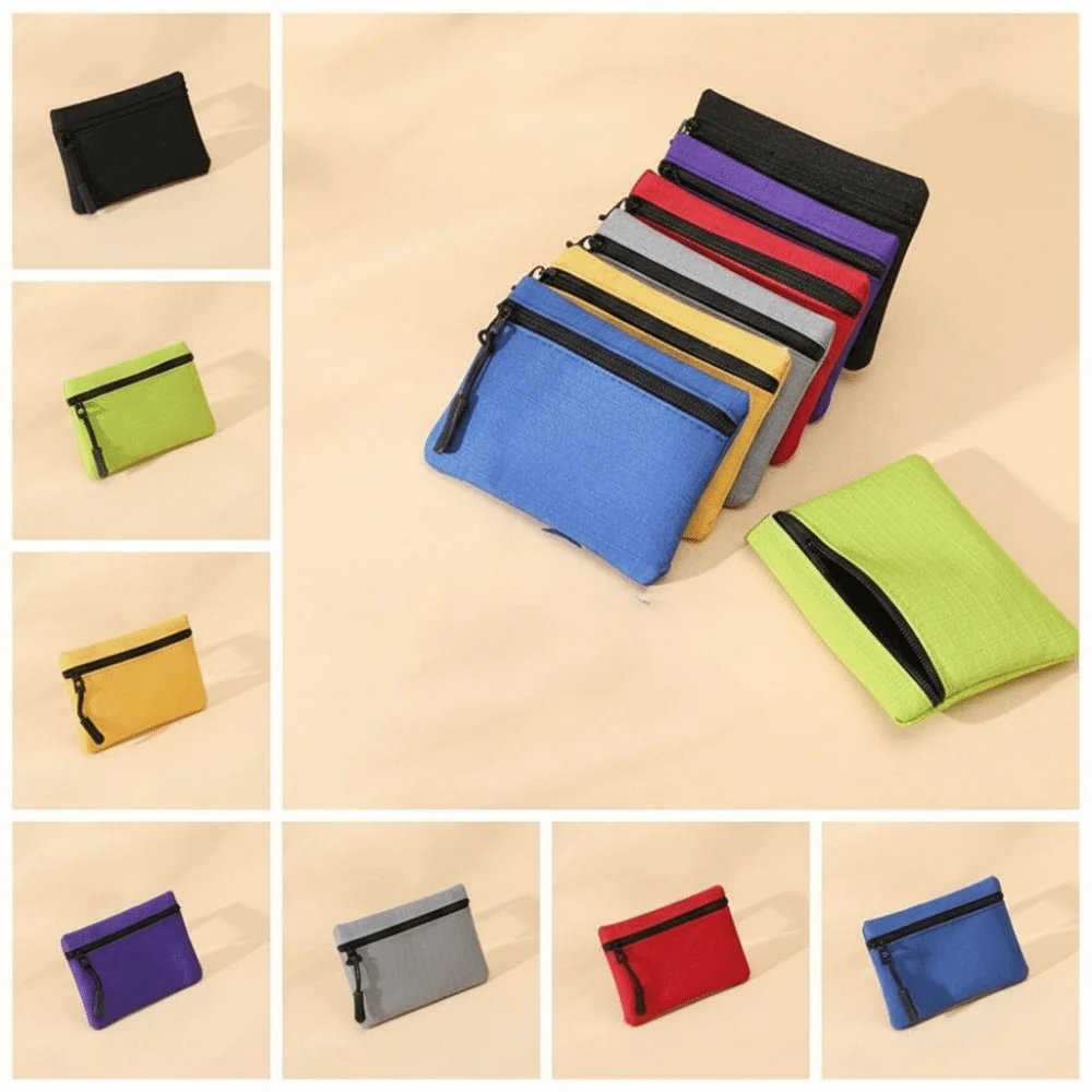 Retro Korean Style Ox Cloth Coin Purse Zipper Solid Color Small Item Bag Wallet Card Bag Card Storage Bag Outdoor