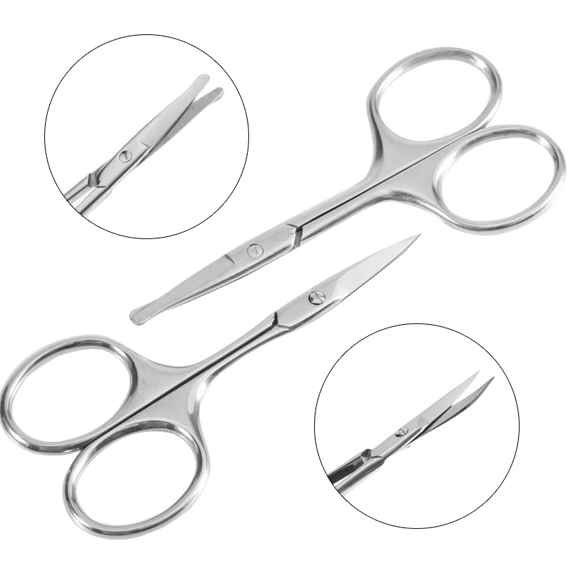 Curved Blade Eyebrow Scissors Stainless Steel Nail Eyelash Scissors Small Manicure Cuticle Remover Tweezer Makeup Beauty Tool