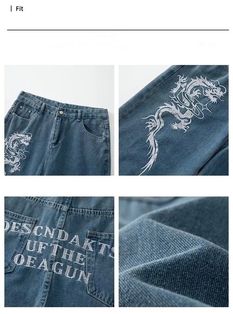2024 ropa y2k streetwear drachens tickerei sommer neue jeans hose für männer kleidung gerade luxus denim hose pantalon homme – Detail 21