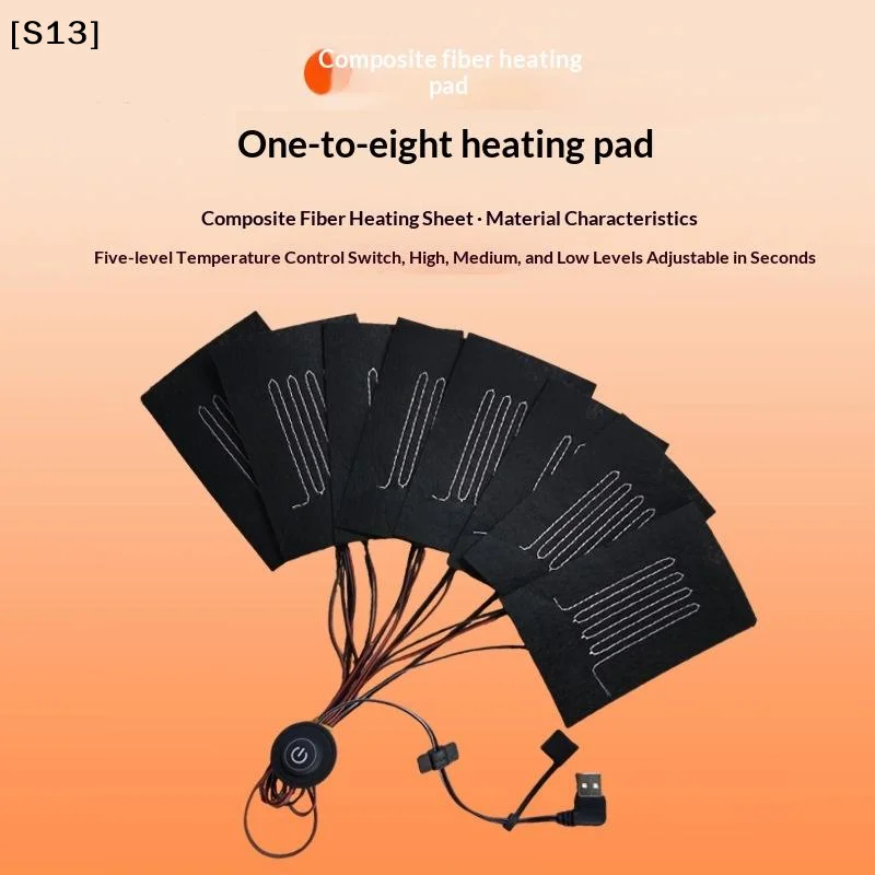 1Pcs Heating Warmer Pad For  Jacket 8 In 1 USB Clothes Heater Pad With 3 Gear Adjustable Temperature Electric Heating Sheet[Q]Q@