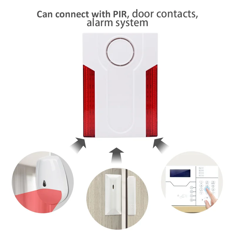 MD-334R zewnętrzny MEIAN bezprzewodowy dźwięk i latarka syrena alarmowa 120dB 433/868mhz wodoodporny stroboskopowy podwójny alarmowy System bezpieczeństwa syreny