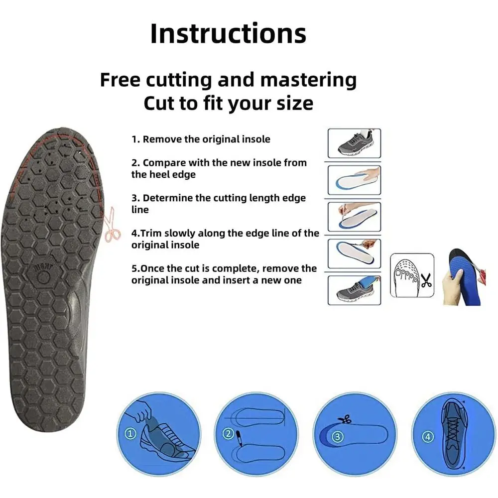 1Pair EVA Orthopedic Insoles Breathable Pain Relief Reflexology Insoles Blood Circulation Shock Absorbing Massage Shoe Insoles