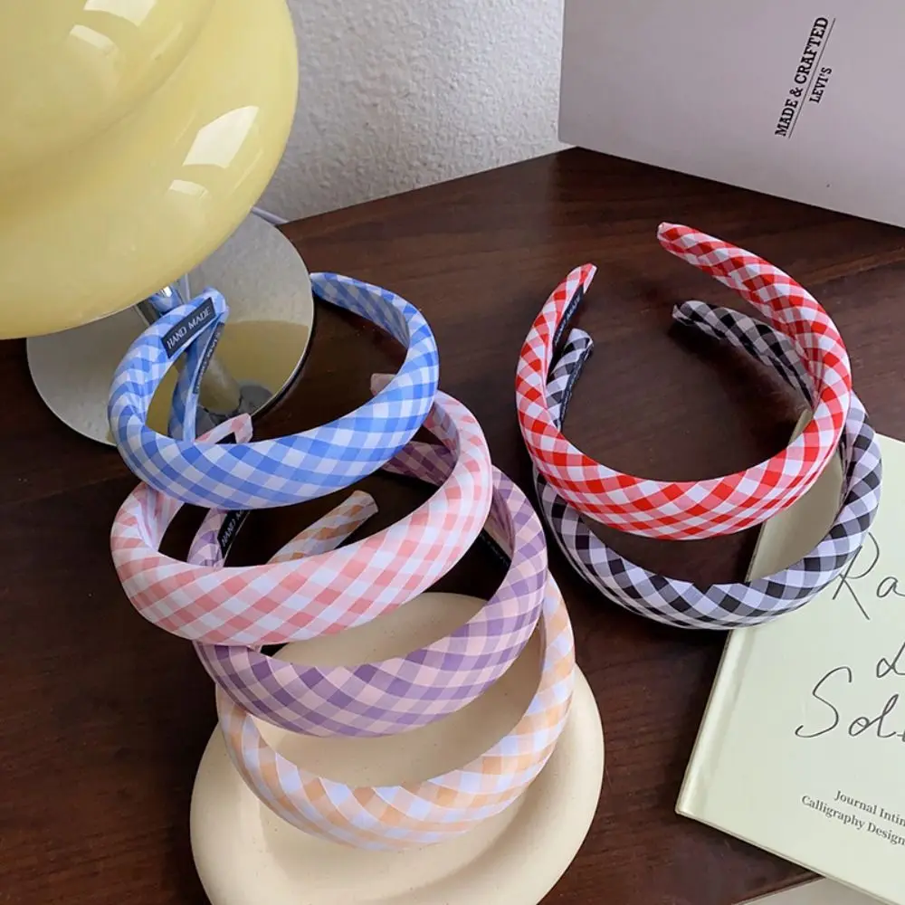 French Wide Brim Lattice Headband Solid Color Hairbands Sweet Hair Hoop Headpiece Korean Style Hair Hoop Daily