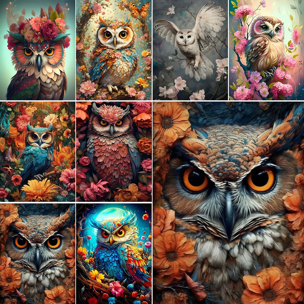 Flowers Owl Picture By Numbers On Canvas For Kids Children Bedroom Oil Painting Kits Acrylic Paint With Number For Living Room