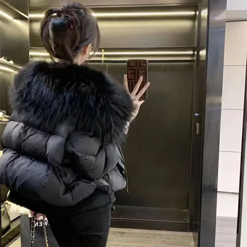 韓国女性用長袖綿入りコート 冬 レディースファッション 無地 パファージャケット 2025 女性用ショートパーカー アウター