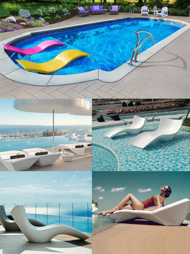 FRP Outdoor Beach Pool Lounge Chairs Hot Spring Hotel Villa Resort Sunscreen Soaking Water Leisure Area Bench