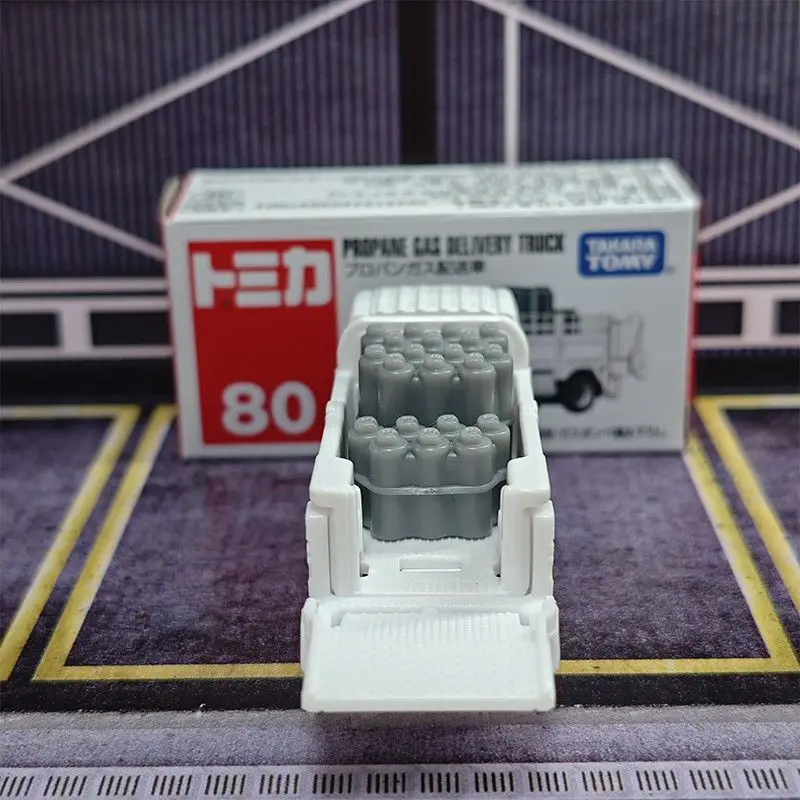 Takara Tomy Tomica No.80 Propane Gas Delivery Truck Diecast Alloy Model, Mini Metal Vehicle Replica for Collector Display