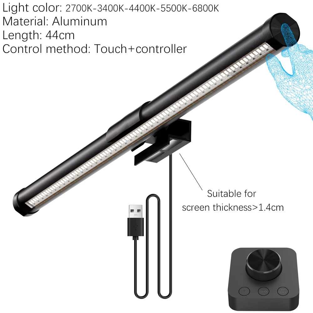 Wisciton 33–60 cm Monitor-Lichtleiste, PC, RGB-Hintergrundbeleuchtung, Augenschutz, Dimmen, Lesen/Spielen/Arbeitslampe, zeitgesteuertes Nachtlicht 9