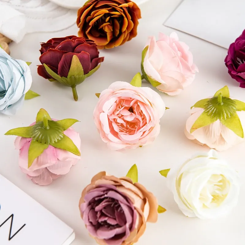 50/100 Stück Seiden-Kunstblumen Rosen für Heimdekoration, Vase, Garten, Hochzeit, Brautstrauß, DIY-Scrapbook-Zubehör – Detail 5