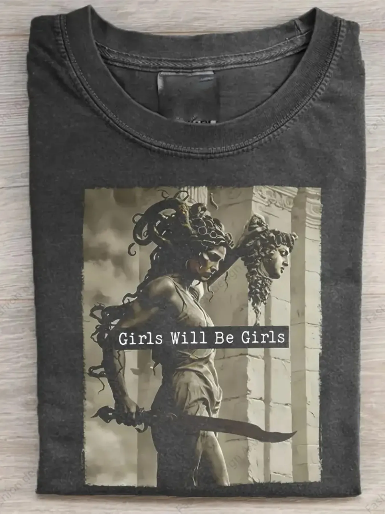 Men's T-shirt 180g Washed Cotton T-shirt, Shipped From Local Warehouse, Summer, Front and Rear Printing Patterns - Loose, Fashionable, Oversized Style, Retro and Shabby Style, Suitable for Casual Wear