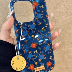 Vortex pattern oil painting with small floral fragments phone case For iPhone 11 12 13 14 15 16 pro max