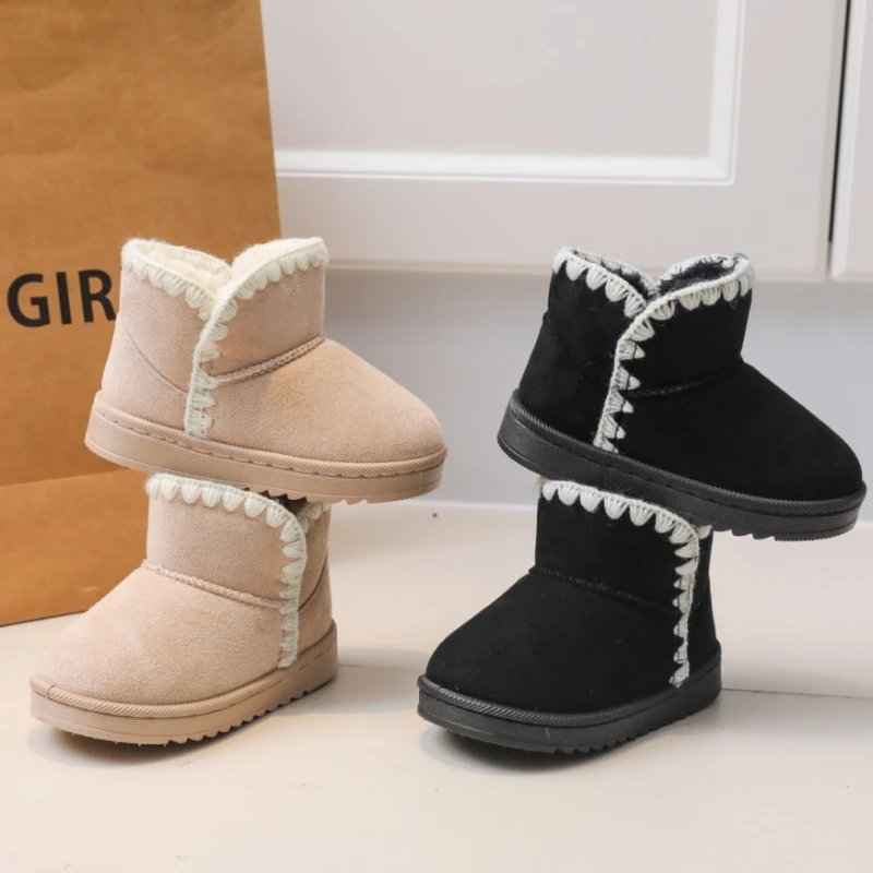 

Новые детские зимние ботинки, коллекция 2024, зимние модные повседневные ботильоны для девочек, плюшевые ботинки, теплые универсальные детские уличные хлопковые ботинки, нескользящие