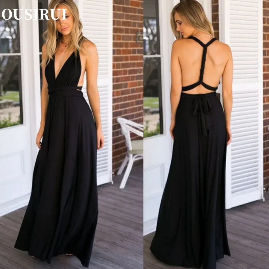 V Halter Dress Convertible Multi Way Wrap Maxi Grecian Dresses Wedding Party Dress Formal Dress Women Elegant Evening Long Deep