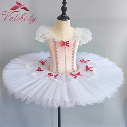 New Pink Girls Ballet Tutu Dress  White Dance Costume Platter Pancake Tutu Ballerina Party Dress for Kids