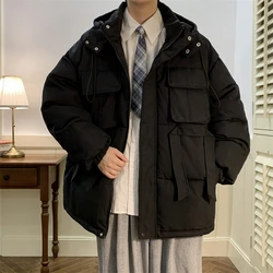 LAPPSTER-Parkas cargo imperméables pour jeunes, manteau à bulles d'hiver, veste matelassurera coréenne, vestes chaudes coupe-vent noires, Y2K, 2023