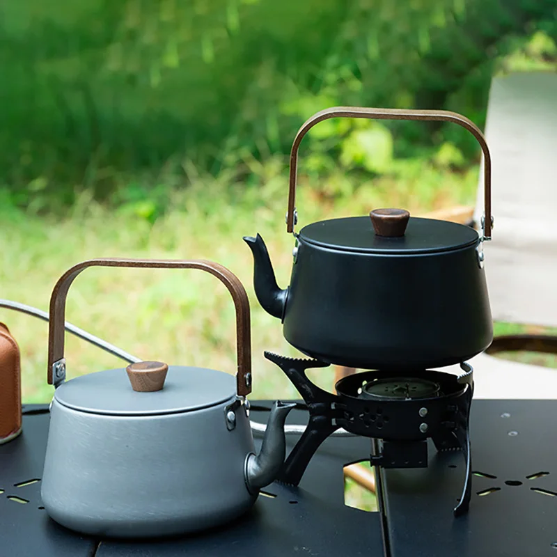 Tetera de aleación de aluminio para exteriores, tetera para té para acampar, portátil, ligera, a prueba de óxido, resistente al desgaste, hervidor de Picnic, equipo de Camping