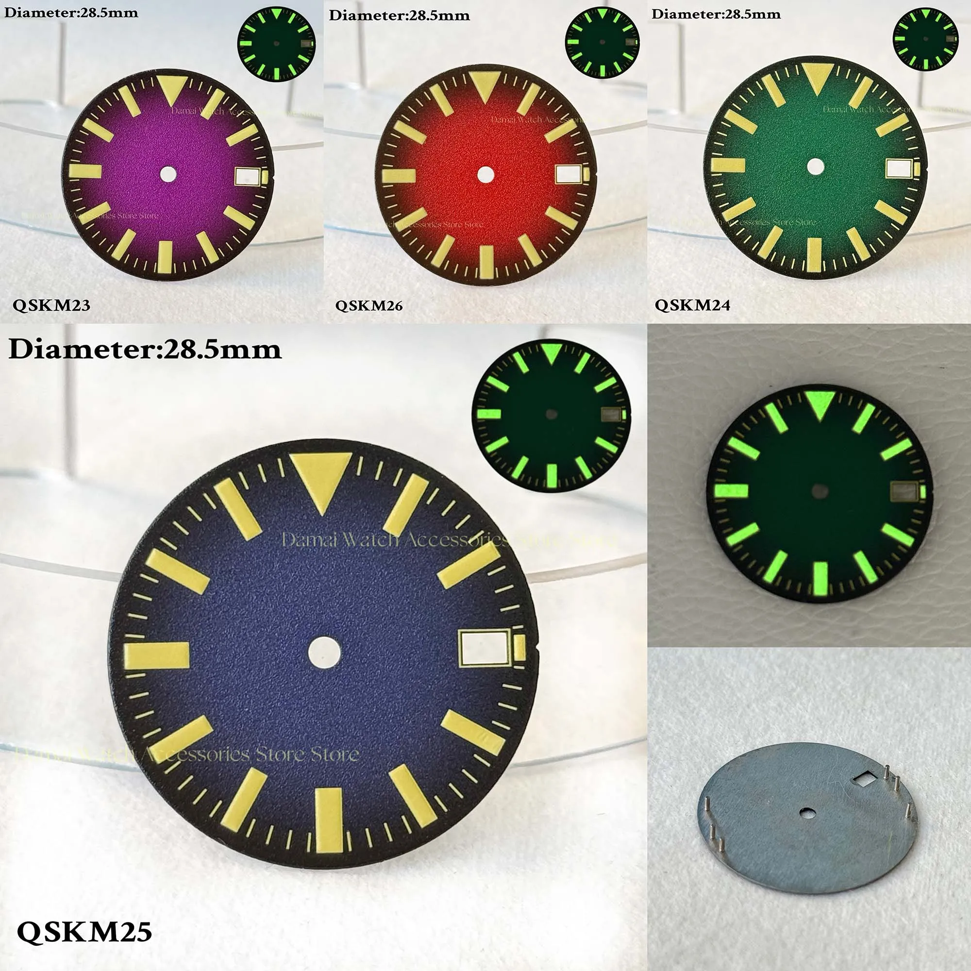 

28.5mm yellow scale sterile green luminous N H/35 dial unmarked dial customized watch accessories