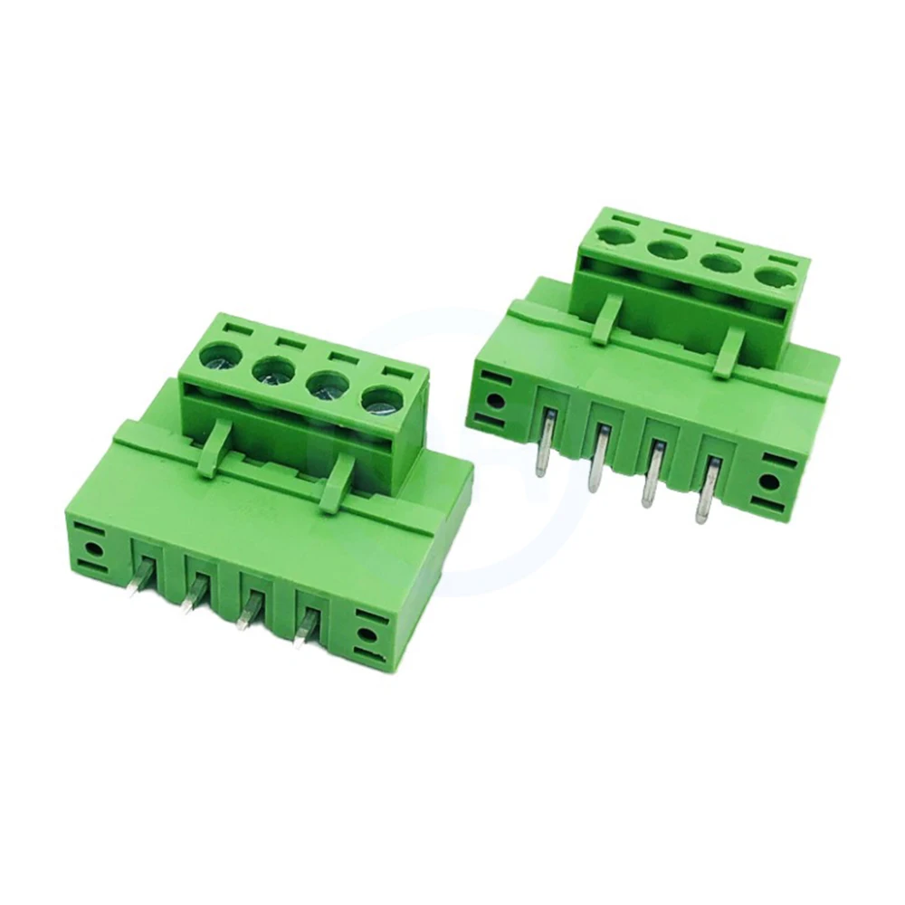 (10 Sets)KF 2EDGKM 2EDGVM/RM 5.08mm Plug-in Terminal Block 15EDGKM Right Angle Straight Pin with Ears Screws Flange Fixing 2~24P