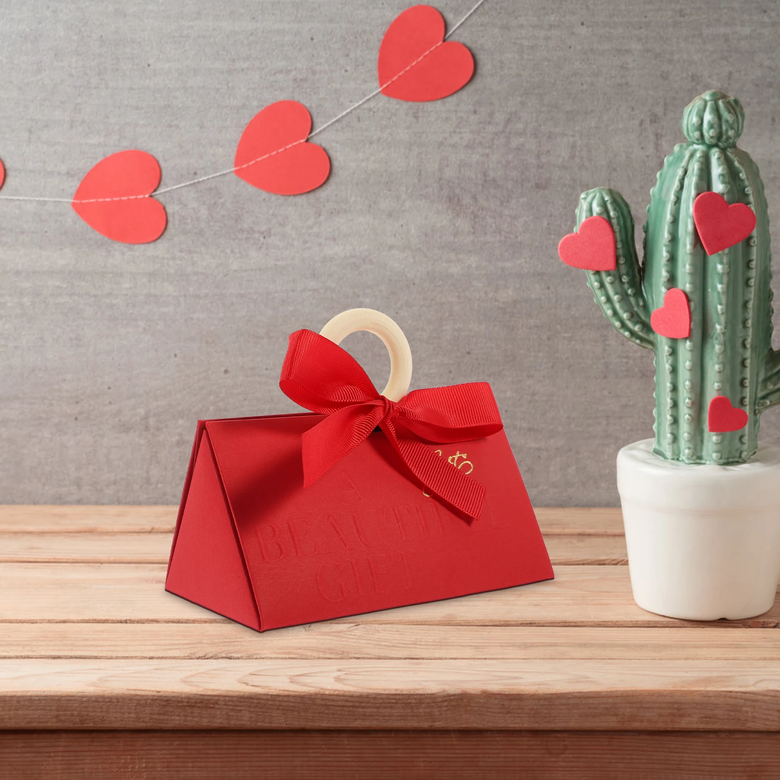 

20 Pcs Candy Wedding Favor Boxes Portable Gift Boxes for Valentine's Day Baby Decor Cloth Covered Paper Wood Small