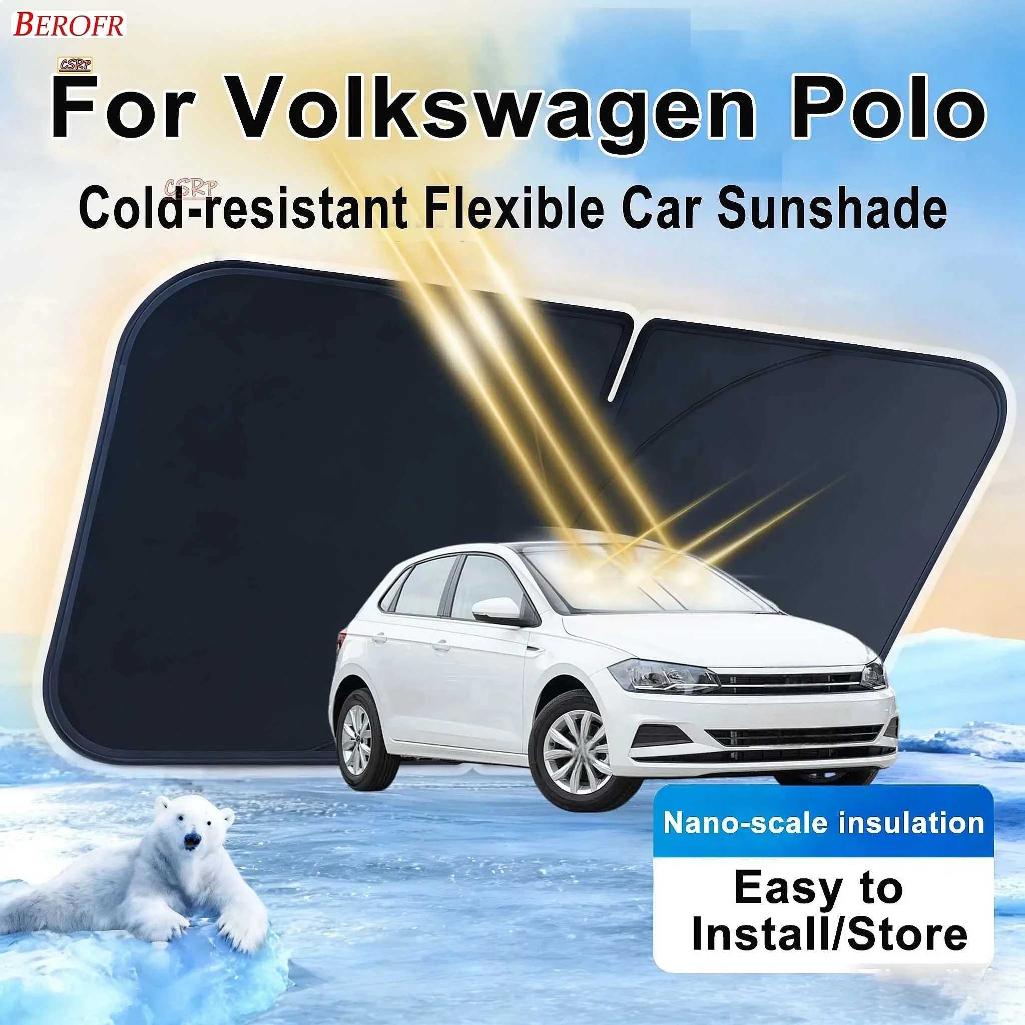 For Volkswagen Polo 2021-2026 Car Windshield Sunshade Cover Front Window Sun Shade Heat Insulation Summer Auto Accessories