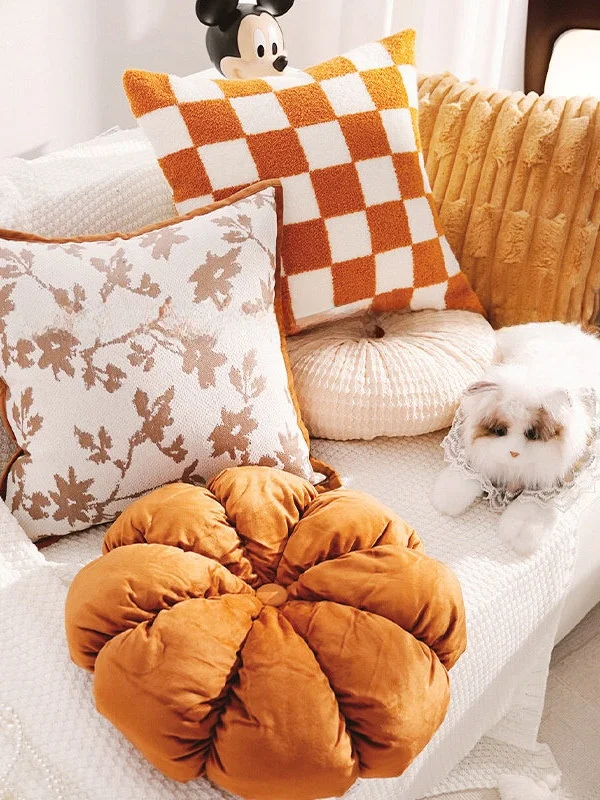 

Sofa Pillowcase Orange Nordic Style Bedroom Headboard Cushion Window Pillow Core Included Customizable Removab...
