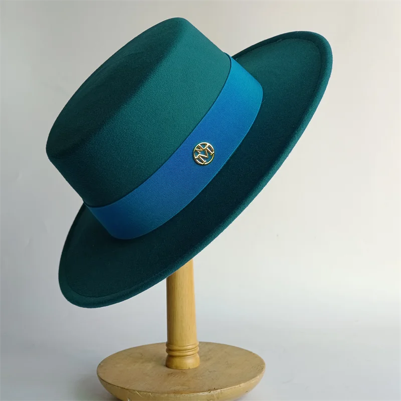 Turquoise Fedora Flat Top M Accessories Red Felt Hat Men's Jazz Flat Church Hat Women's Hat Men шляпа женская