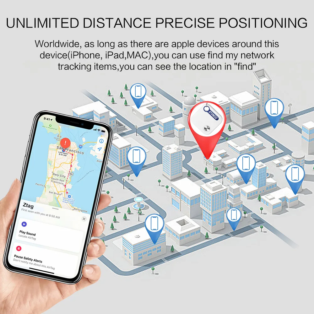 STONEGO Bluetooth GPS Tracker High-precision location tracking via Apple Find My AirTag Replacement MFI Smart ITag